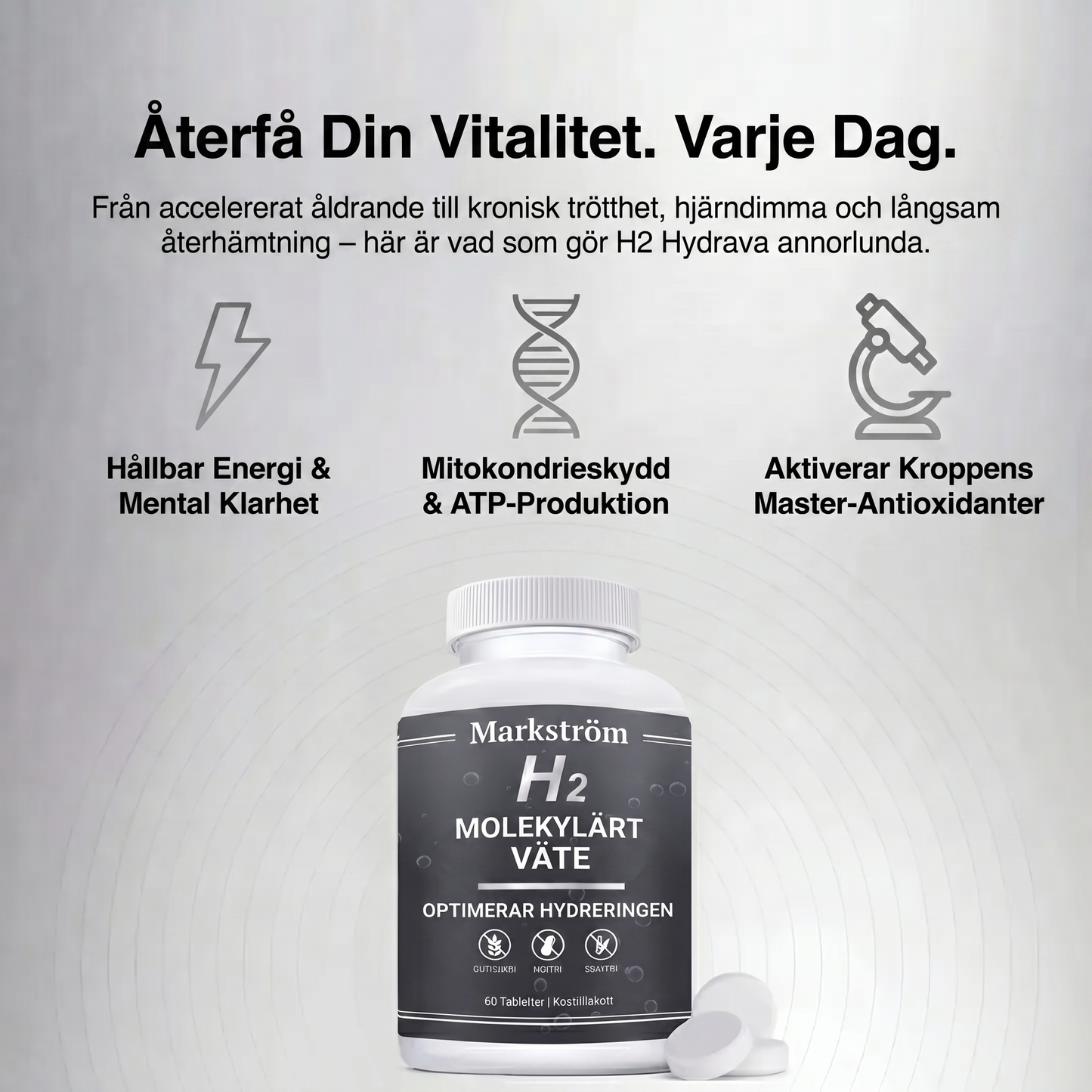 Trött hela dagen och åldras snabbare än du borde? Hydrava H2 skyddar dina celler inifrån.