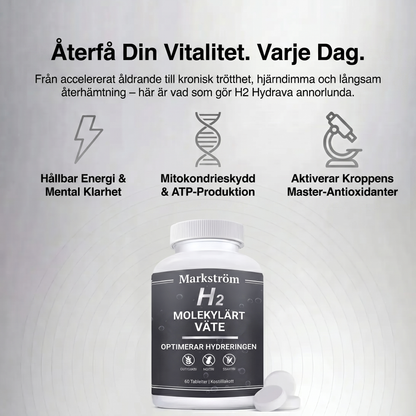 Trött hela dagen och åldras snabbare än du borde? Hydrava H2 skyddar dina celler inifrån.