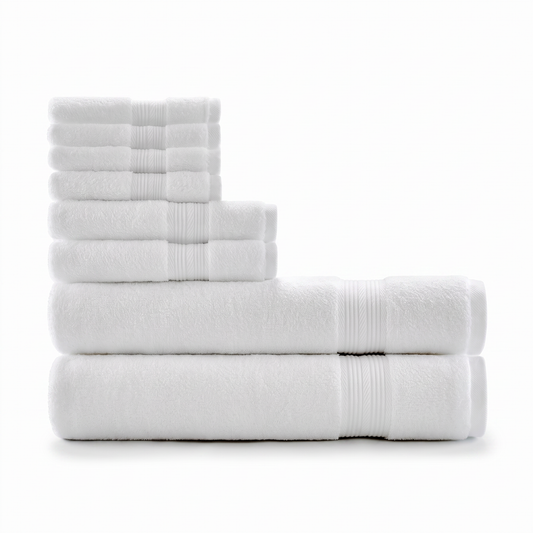 Set de 8 prosoape Softloom din bumbac, culoarea alb nor