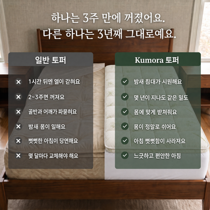 일반 토퍼와 Kumora 토퍼 비교