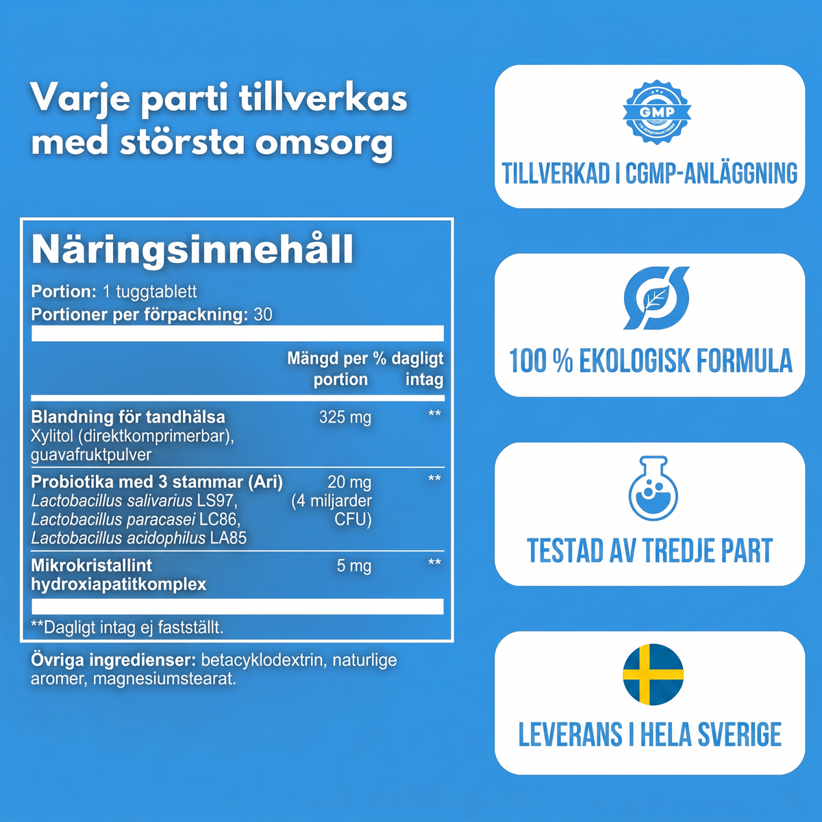 Näringsinnehåll och kvalitetsmärkningar för Emaline